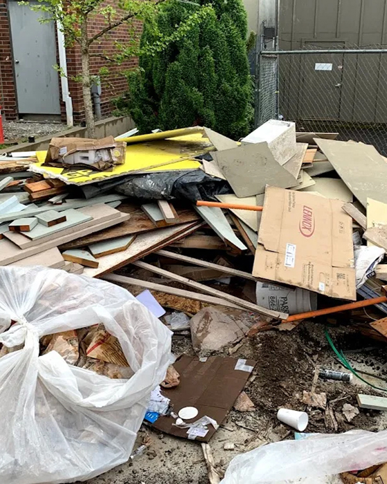 a photo showing an example of construction debris removal