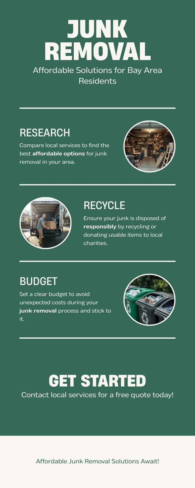 an infographic about affordable junk removal in the Bay Area solutions
