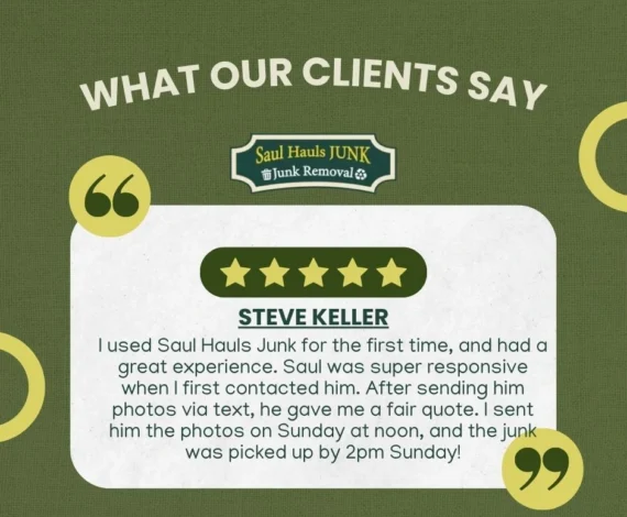 an image showing a Google Review and Testimonial of Saul Hauls Junk Junk as a reliable junk removal company in the Bay Area